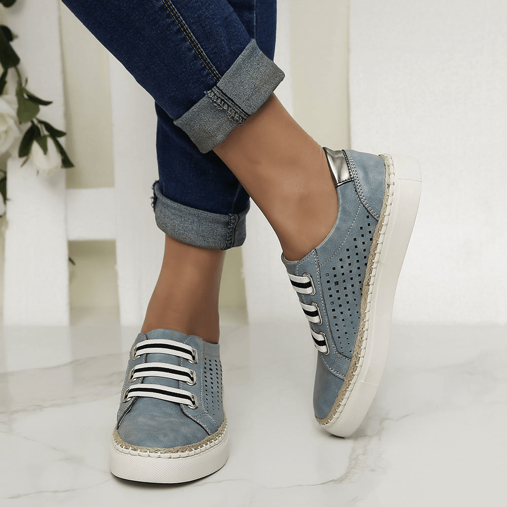 Women Casual Hand Weave Hollow Out Breathable Loafers - MRSLM