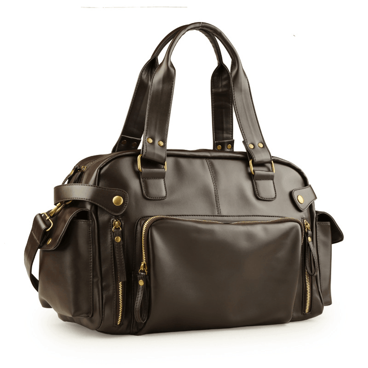 Men PU Leather Outdoor Casual Traveling Large Capacity Bag - MRSLM