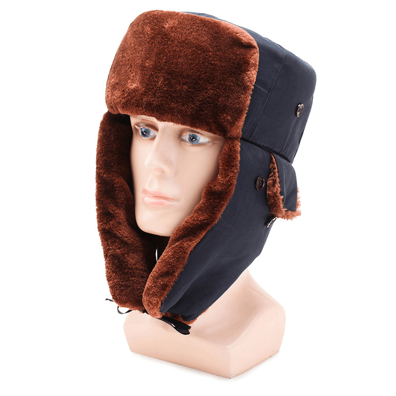 Men'S Warm and Windproof Outdoor Hat Thickening Riding Trapper Hat - MRSLM