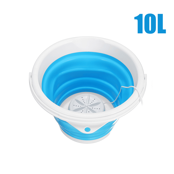 5L/10L Foldable Mini Washing Machine Rotating Ultrasonic Turbines Washer EU Plug USB Charging Laundry Clothes Cleaner for Outdoor Travel - MRSLM