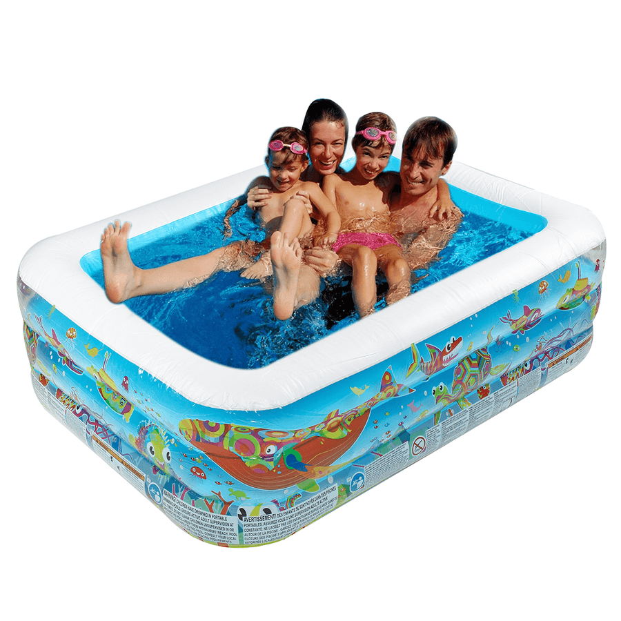 Inflatable Swimming Pool Family Childrens Kids Baby Large Water Rectangular - MRSLM