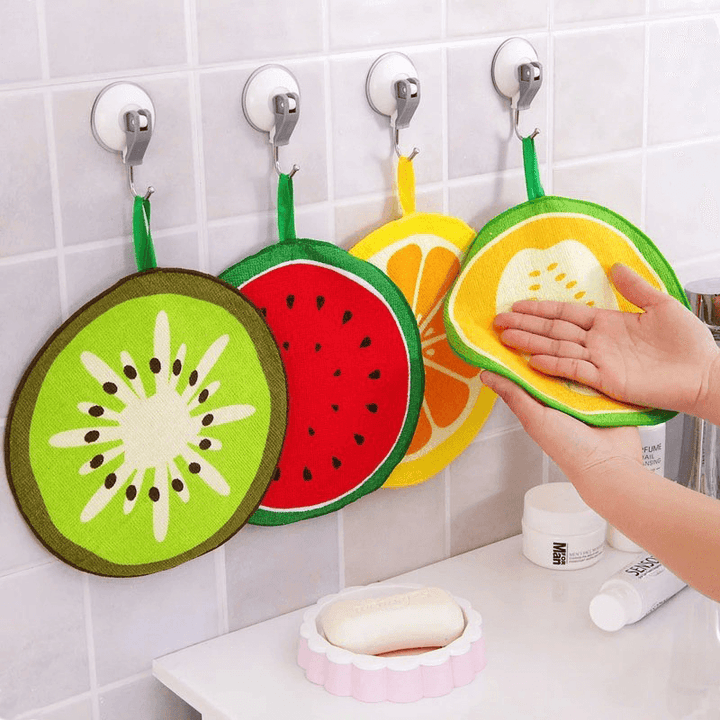 Honana 4Pcs Fruit Pattern Towel Absorbent Cloth Kitchen Towel Handkerchief Quick-Dry Cleaning Rag Dish Cloth Wiping Napkin - MRSLM