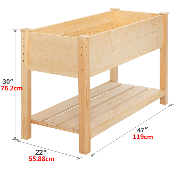 Kingso Raised Garden Bed 4FT Elevated Wooden Planter Boxes Kit Outdoor with Legs Garden Grow Box with Shelves for Vegetable Flower Patio - MRSLM