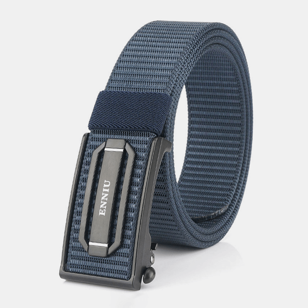 Men Nylon Braided 120Cm Rectangle Automatic Buckle Casual Wild Belts Training Tactical Belts - MRSLM