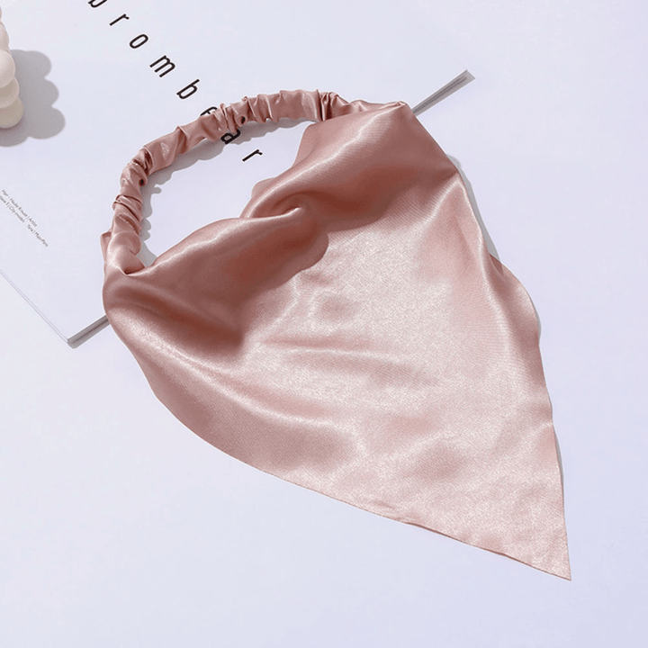 Women Chiffon Solid Color Elastic Wild Triangle Scarf Headband Headscarf Headwear - MRSLM