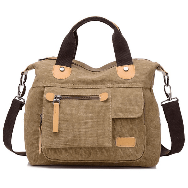 Women Canvas Casual Large Capacity Functional Multi Pocket Handbag Shoulder Bag Crossbody Bag - MRSLM