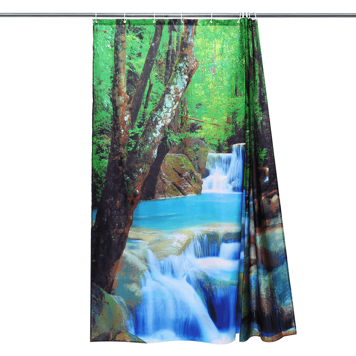 3D Waterfall Nature Scenery Bath Shower Curtain Water Resistant Bathroom Shield - MRSLM