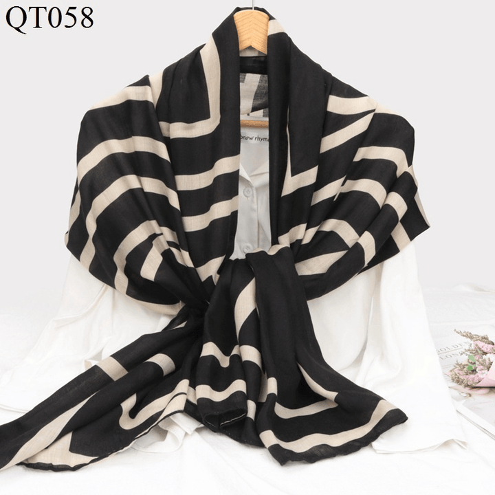 New Korean Style Cotton and Linen Scarf Women Fashion Trend Plaid Scarf Shawl Dual-Use - MRSLM