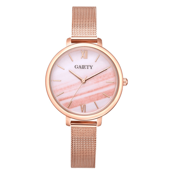 GAIETY G574 Colorful Rose Gold Steel Band Ladies Wrist Watch Ultra Thin Quartz Watch - MRSLM