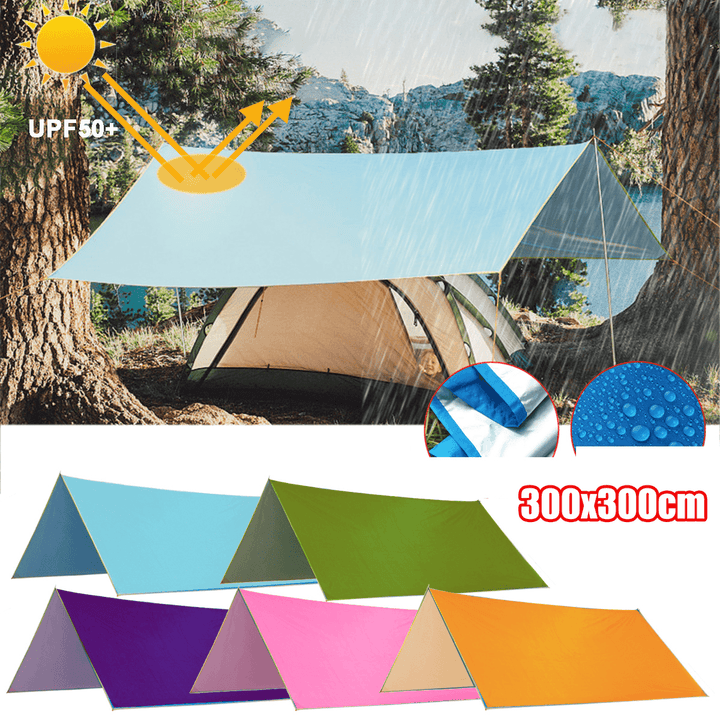 3X3M Multifunction Anit-Uv Tent Tarp Rain Sun Shade Awning Shelter Hammock Picnic Mat for Camping Hiking Travel - MRSLM