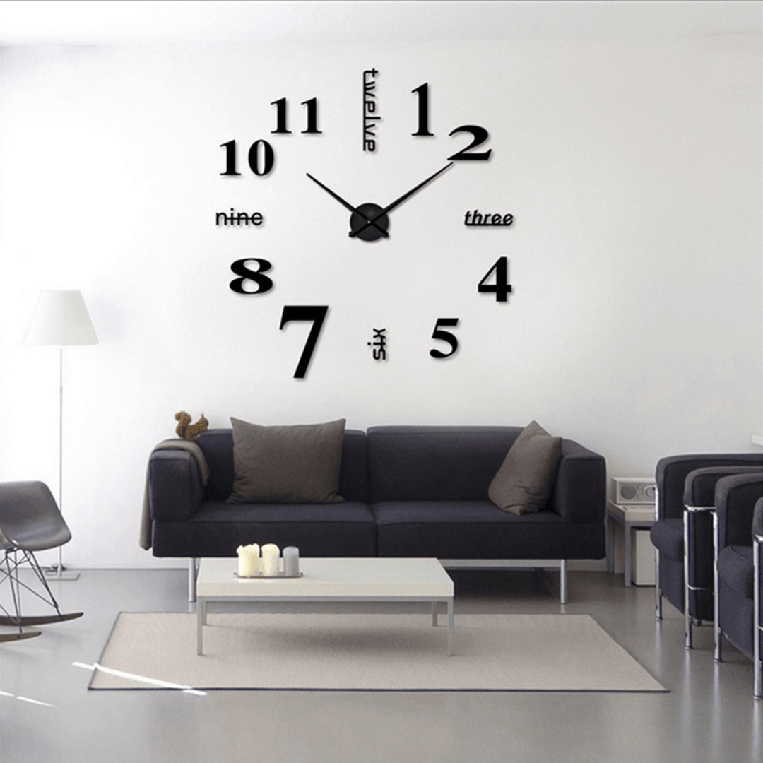 3D Modern Wall Clock Mirror Sticker Unique Big Number Watch Acrylic Number Wall Clock for Home Decoration - MRSLM