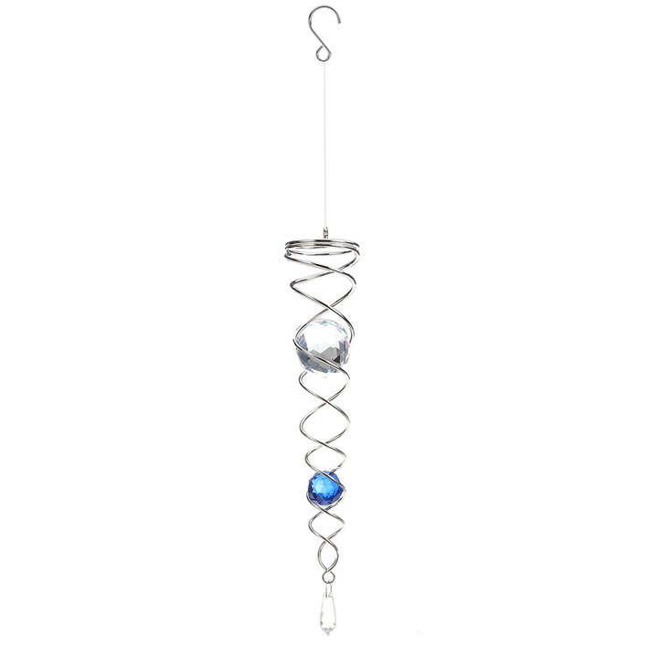 12'' Crystal Ball Wind Spinner Spiral Tails Stabilizer Sun Catcher Decoration W/ Hook - MRSLM