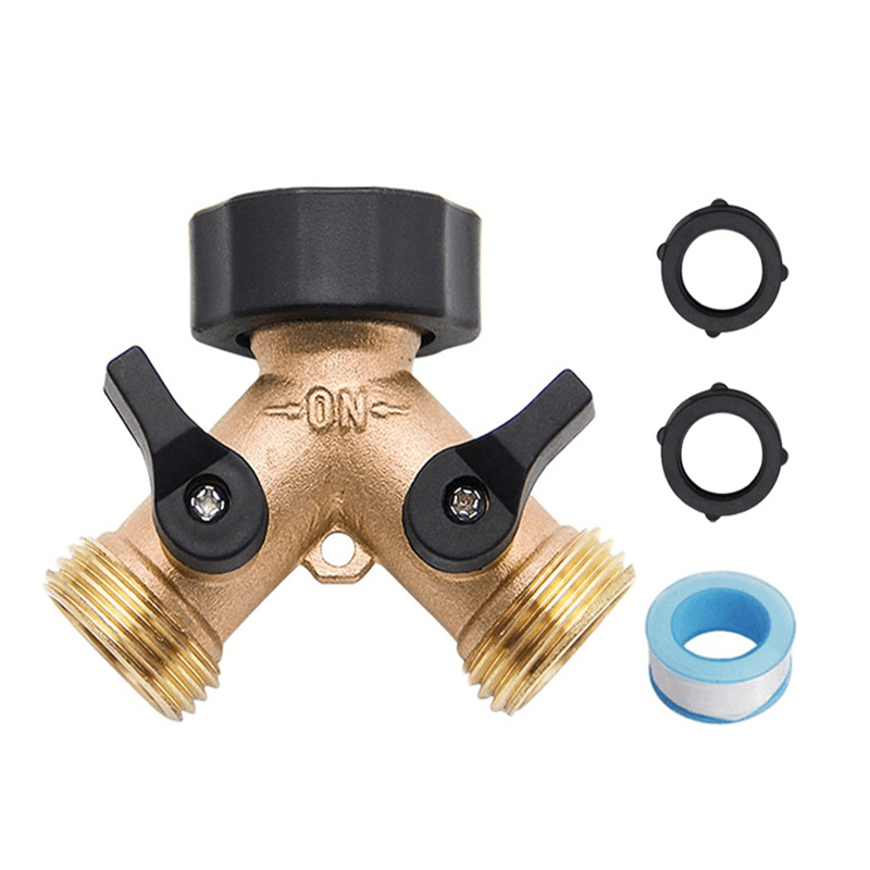 Garden Hose Splitter Y Connector Brass Garden Hose Adapter Y-Type Shunt Design 3 Way Ball Valve - MRSLM