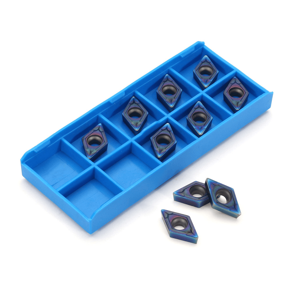 Drillpro 10Pcs HRC45 Blue Nano DCMT11T308 Carbide Insert for SDJCR/SDJCL Lathe Turning Tool Holder - MRSLM