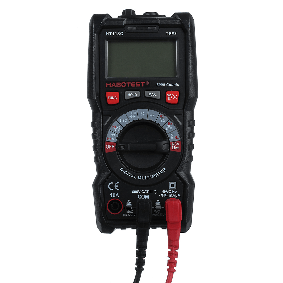 HT113C Professional Handheld LCD Digital Multimeter with Flashlight AC/DC Voltage Meter Amperemeter Ohmmeter Voltmeter Tool - MRSLM