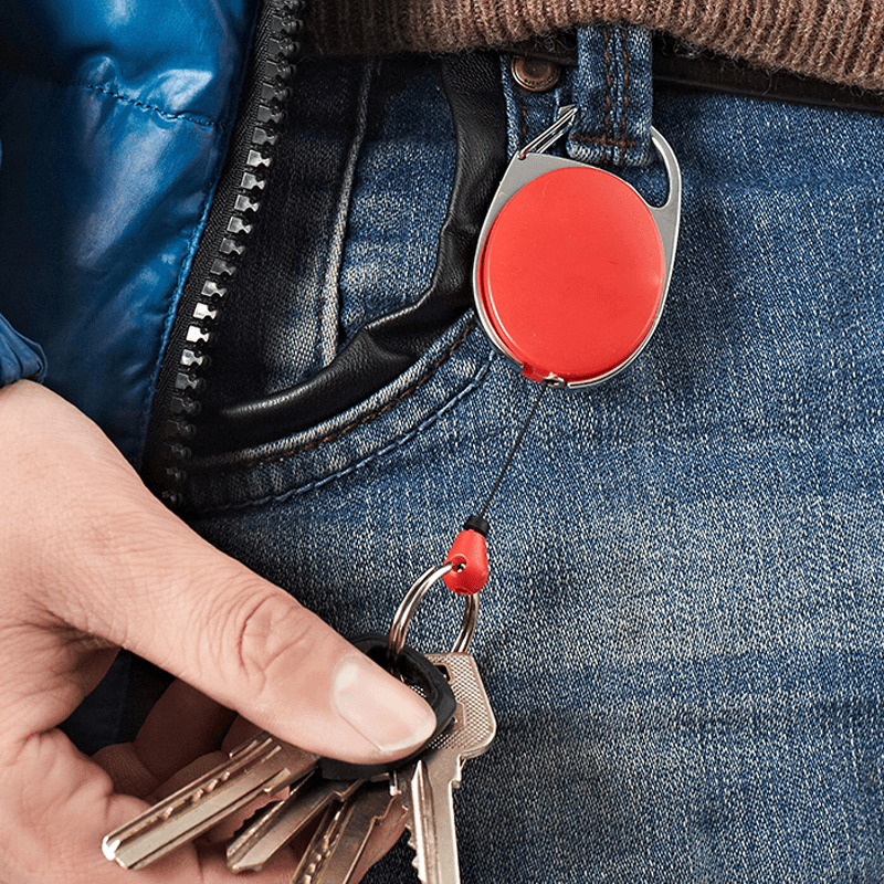 Outdoor EDC Metal Keychain Ring Multifunction Retractable Anti-Lost Key Ring Buckle Pull Clip - MRSLM