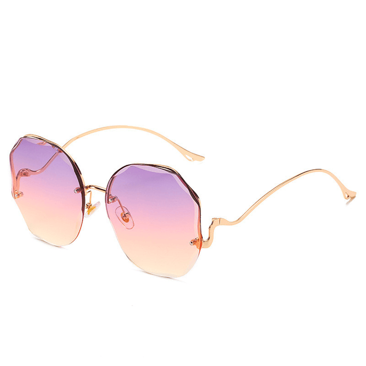 Fashion round Frame Sunglasses with Rimless Trim - MRSLM