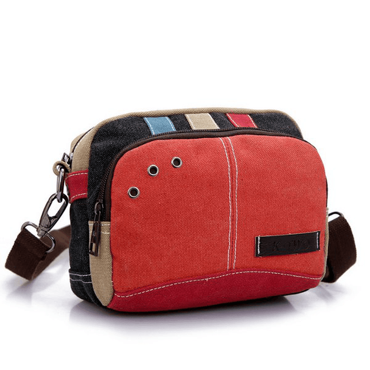 Women Canvas Crossbody Bags Contrast Color Casual Small Shoulder Bags Messenger Bags - MRSLM