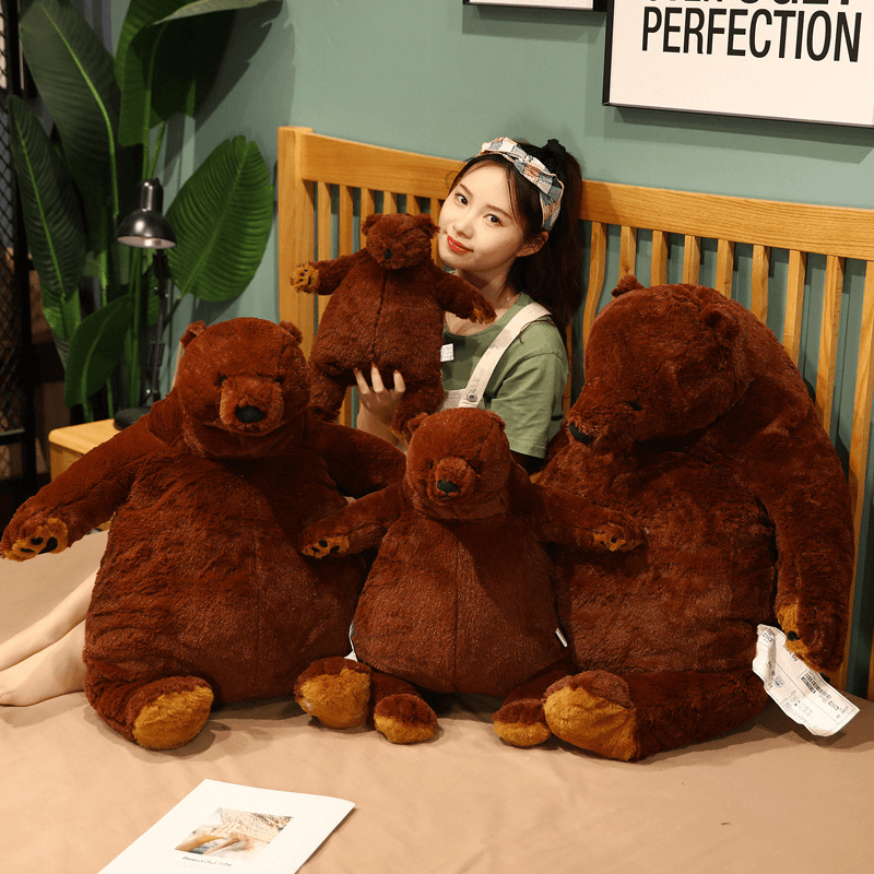 Cute Brown Bear Sleeping Pillow Plush Toy Doll Teddy Bear Big Bear Yigou Bear House Doll - MRSLM