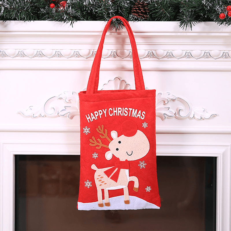 Child Cute Festive Christmas Santa Claus Elk Pattern Decoration Candy Snack Bag Handbag - MRSLM