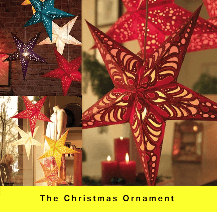 45Cm Christmas Laser Paper Star Hanging Decoration Folding Handmade 3D Pentagram Christmas Decor - MRSLM