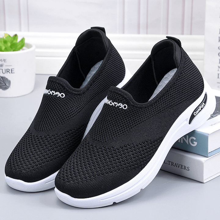 Women Solid Color Mesh Breathable Soft Antiskid Running Shoes - MRSLM