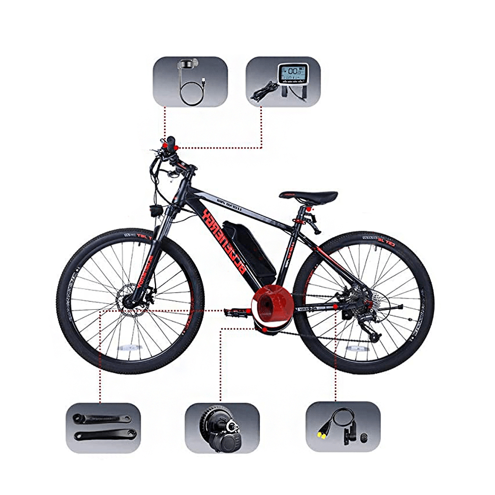 Tongsheng TSDZ2 48V 500W Electric Bike Mid Central Motor Conversion Set VLCD-5 Meter Cranks Speed Sensor Gear Button Cycling Bicycle - MRSLM