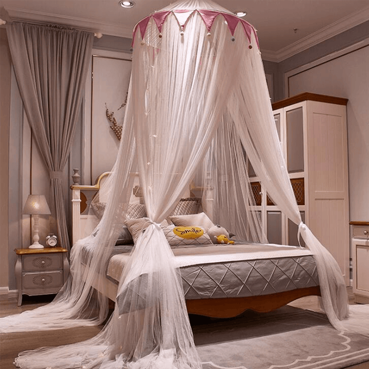 Ceiling-Mounted Mosquito Net Free Installation Dustproof Breathable Home Dome Foldable Bed Canopy Princess - MRSLM