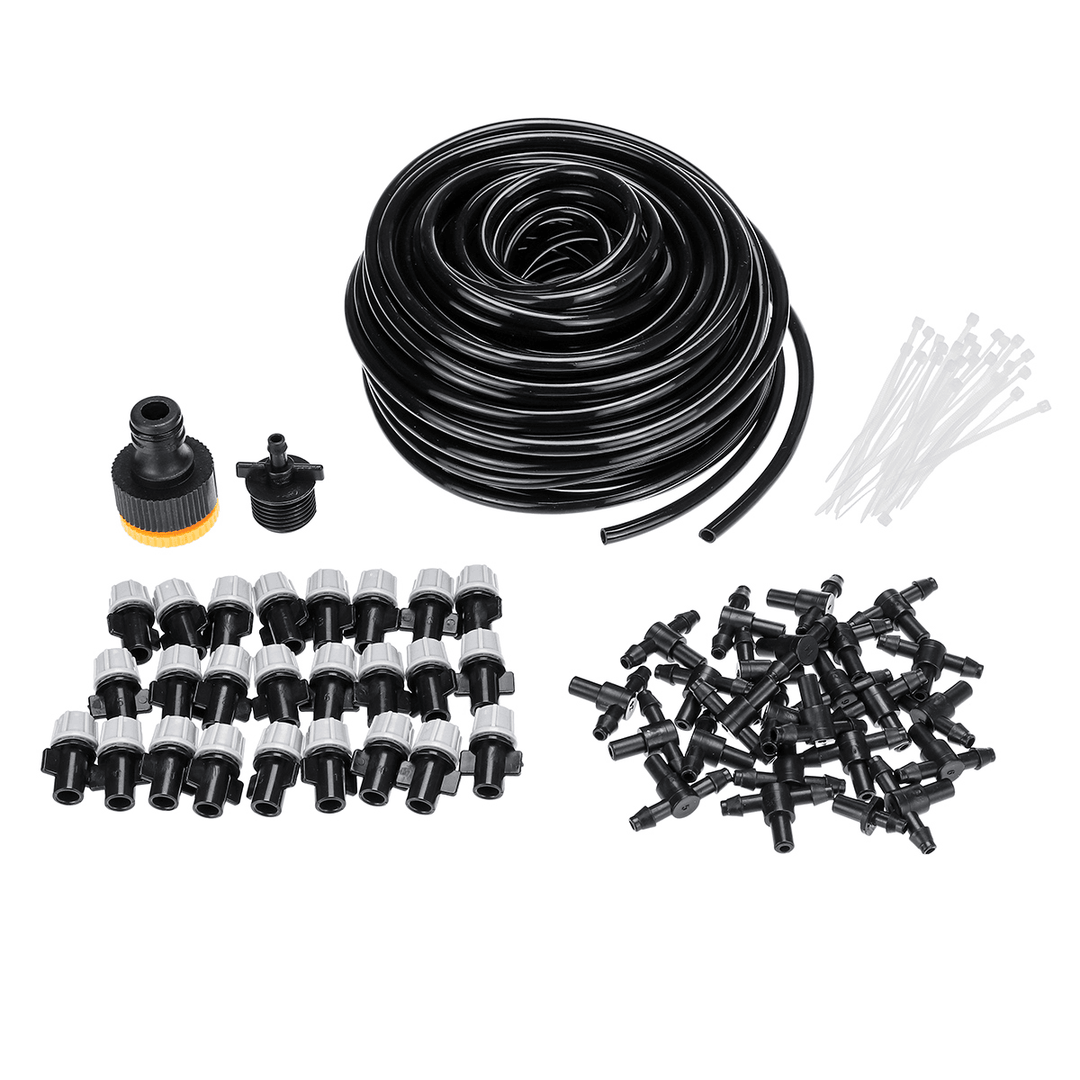 Adjustable Misting Cooling Irrigation System Kit Tubing Hose 20M with 25 Nozzles - MRSLM