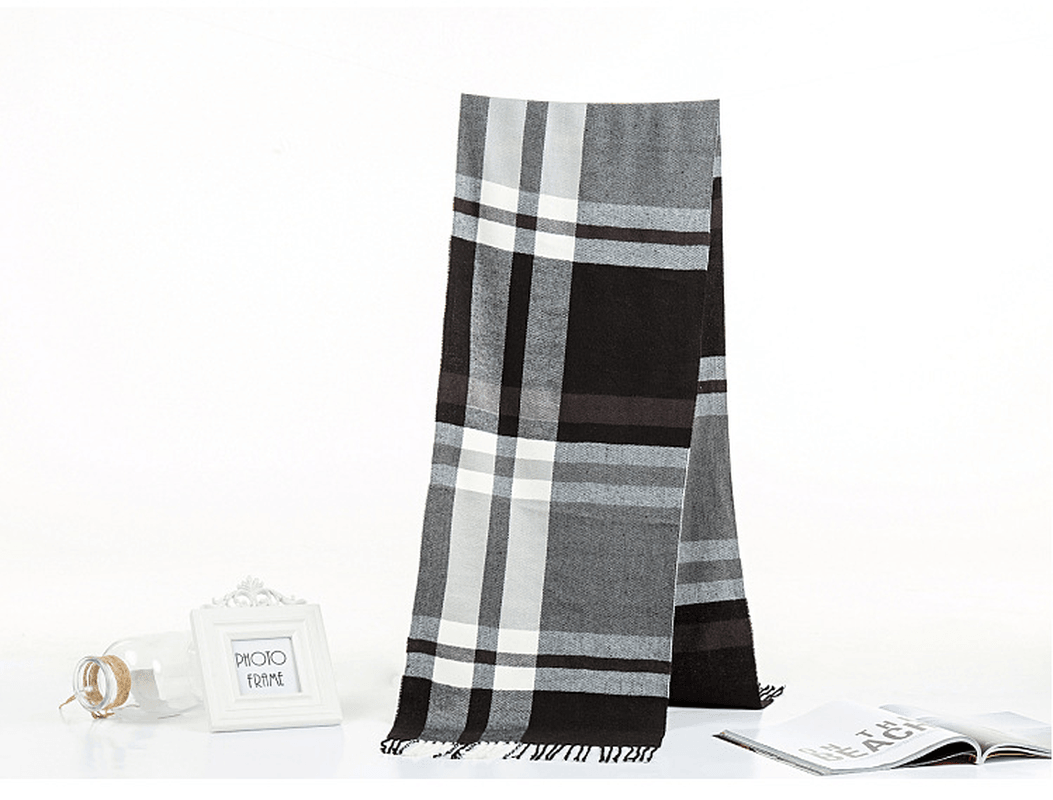 All-Match Simple Men'S Plaid Warm Scarf - MRSLM