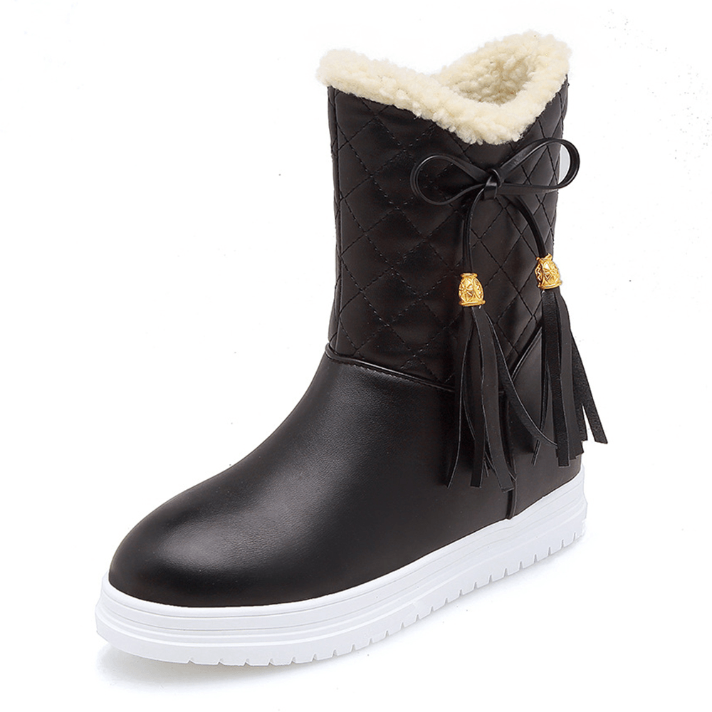 Warm Flat Platform Slip on Causal Soft Ankle Snow Boots - MRSLM