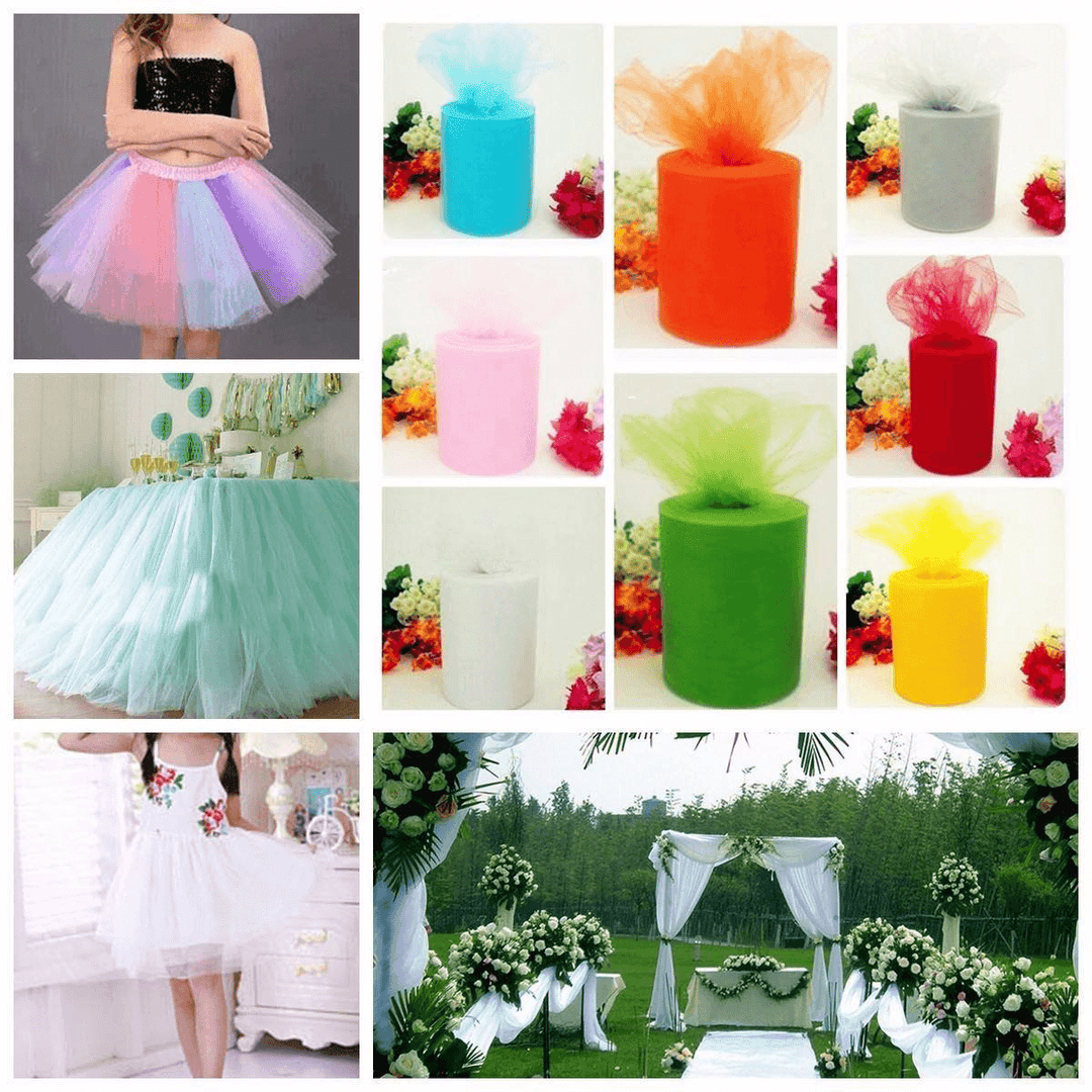 CAMTOA 100 Yard Tulle Roll Sequin Tulle Tutu Trim Craft Wedding DIY Decoration - MRSLM