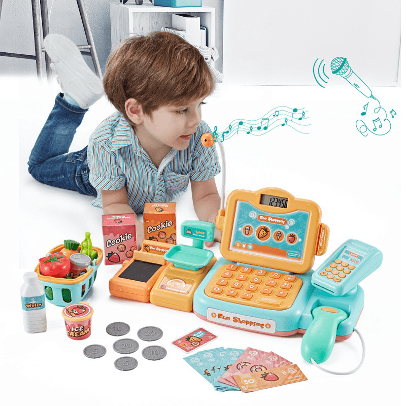 Simulation Supermarket Cash Register Set Toy Puzzle Multifunctional Cash Register - MRSLM