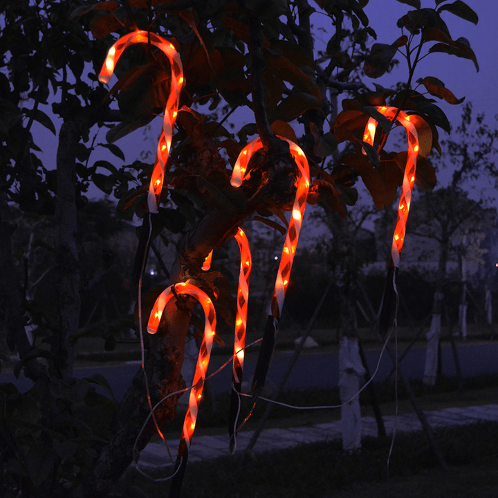 2020 Christmas Candy Cane Crutch String Lights Solar Powered LED Garland Path Landscape Light Lawn for Outdoor Wedding Decoration - MRSLM