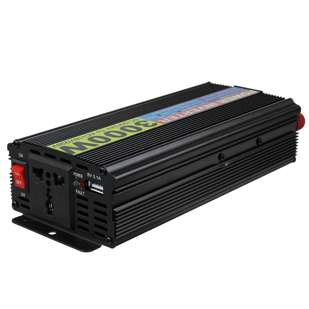 3000W 12V-220~240V Car Power Inverter LCD Display Converters Adapter Charger Modified Pure Sine Wave for Home - MRSLM