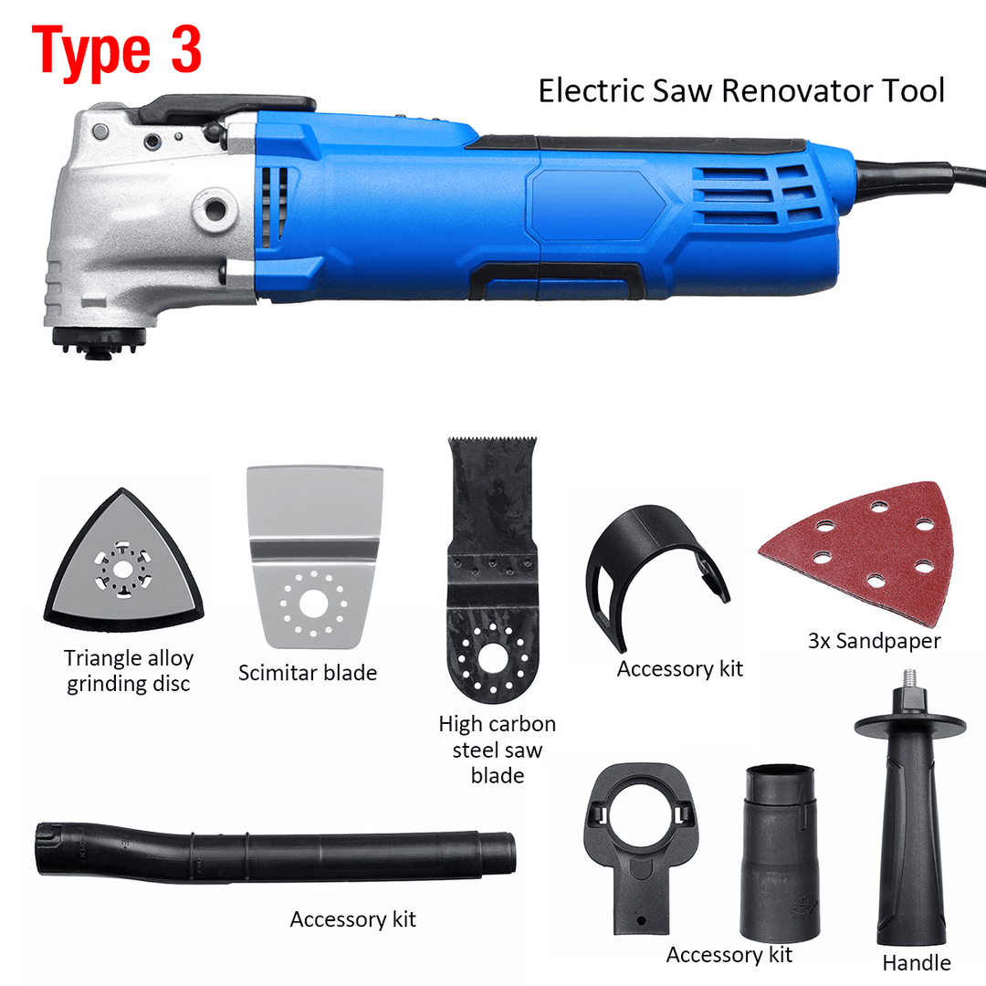 220V Electric Polisher Cutter Trimmer Electric Saw Renovator Tool Woodworking Oscillating Tool - MRSLM