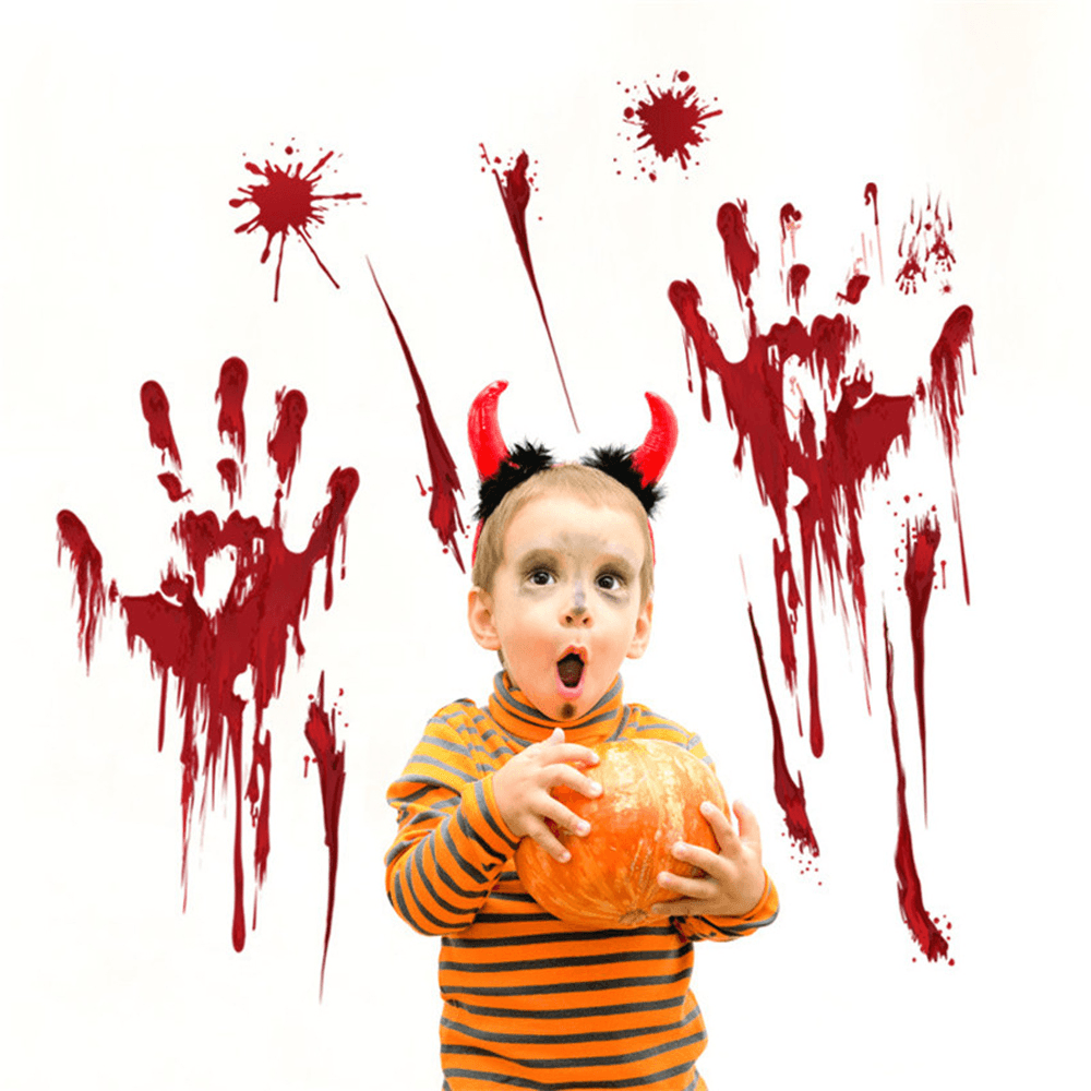 Halloween Wall Sticker Bloody Handprint Footprints Floor Clings Horror Decal Halloween Glass Window Sticker Decaration - MRSLM