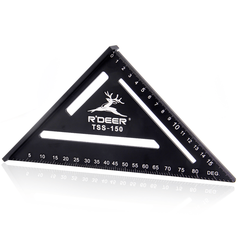 RDEER 150Mm Angle Ruler Aluminun Alloy Triangle Ruler for DIY Home Builders Artists Woodworking Measuring Tools - MRSLM