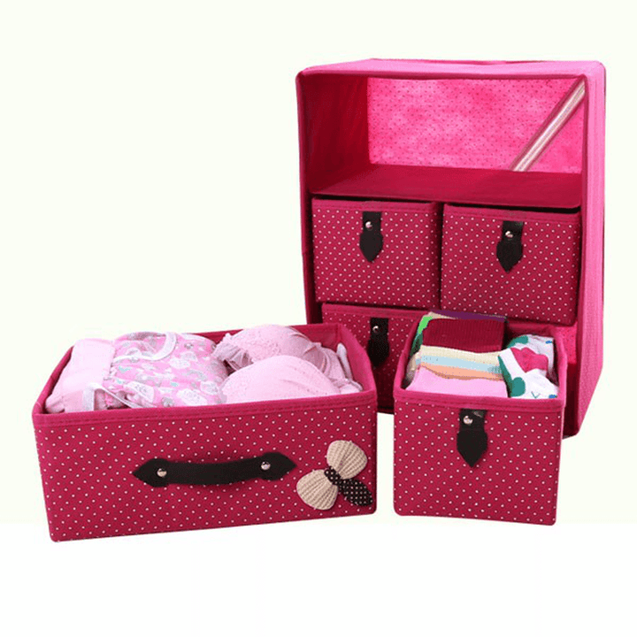 Three Layer Storage Box Five Drawer Non-Woven Underwear Cosmetic Makeup Sundries Organizer - MRSLM