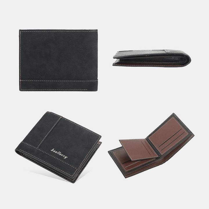 Baellerry Men Faux Leather Fashion Business Multi Card Slots Foldable Coin Purse Card Holder Wallet - MRSLM