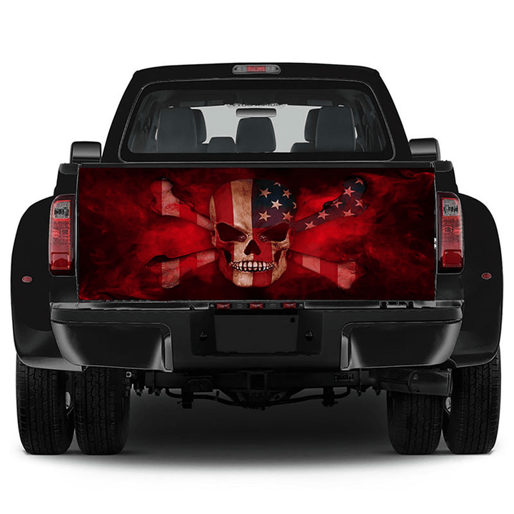 American Flag Smoke Skull Truck Rear Indoor Decoration Car Truck Rear Window Graphic Decal Sticker - MRSLM