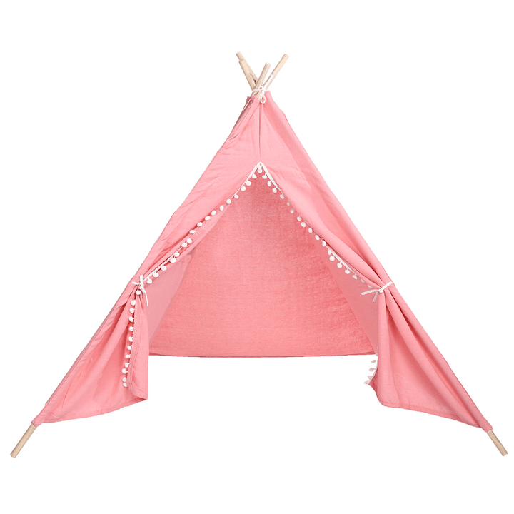 Children Portable Folding Tent Baby Game House with Fur Balls and Curtains Tent for Kid Walking Cushion - MRSLM