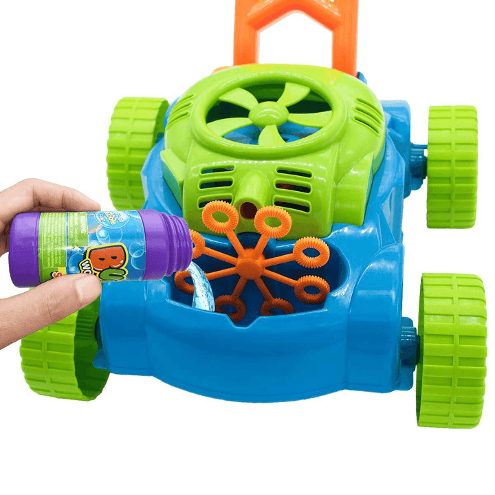 2 in 1 Children Automatic Bubble Machine+Garden Interactive Pushing Lawn Mower with Music Kids Toy Gift - MRSLM