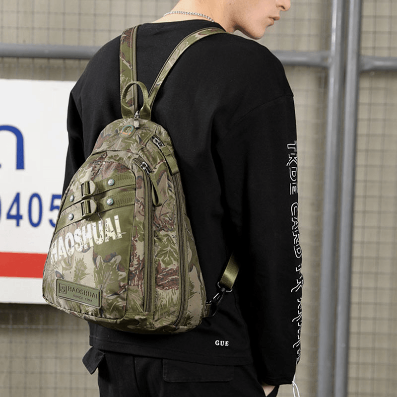 Men Camouflages Multifunction Large Capacity Waterproof Sport Chest Bag Shoulder Bag Crossbody Bag Backpack - MRSLM