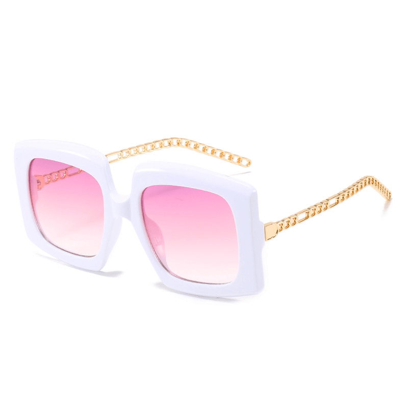 Fashion Women'S Metal Chain Cat-Eye Square-Frame Sunglasses - MRSLM