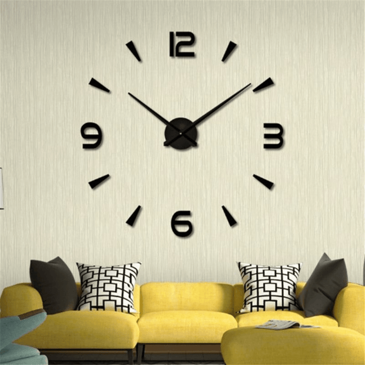 Frameless Large 3D DIY Wall Clock Mute Mirror Stickers Home Office School Decoration - MRSLM