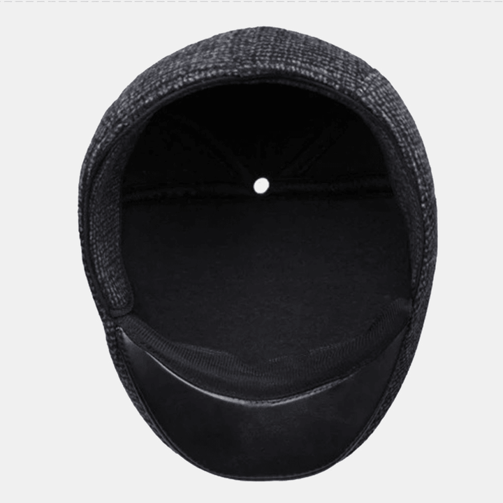 Men Casual Autumn Winter Warm Ear Protection Thicken Forward Hat Outdoor Cool-Protection Newsboy Cap Berets Flat Hat Driving Hat - MRSLM