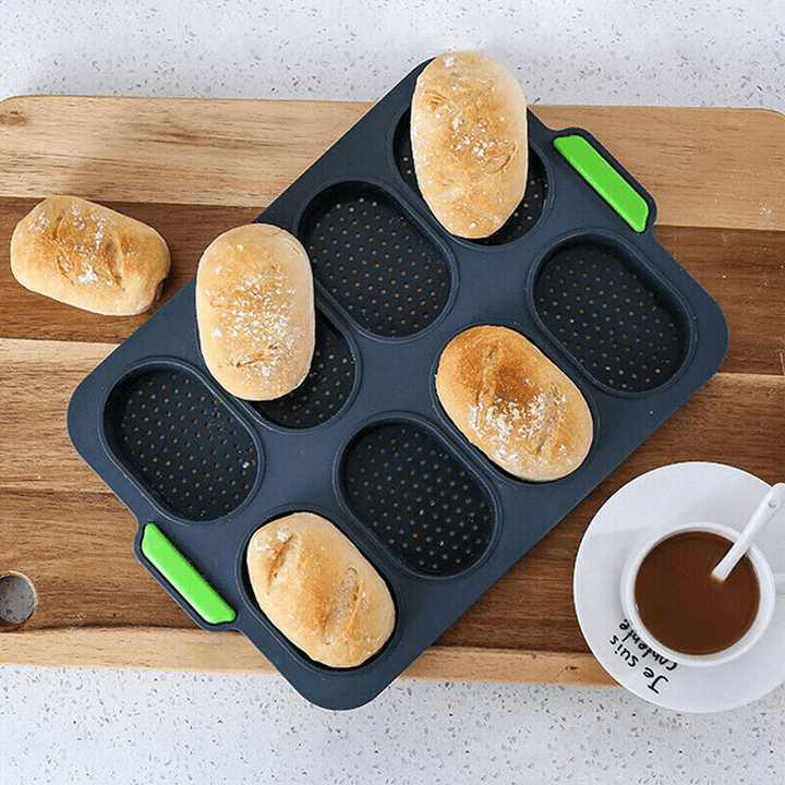 8 Cup Holes Non-Stick Cupcake Baking Pan Silicone Mold 3D French Bread DIY Kitchen Supplies - MRSLM