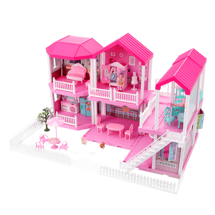 Kids Play House Toys Dollhouse Princess House 3D DIY Castle Home Girls Birthday Gifts - MRSLM