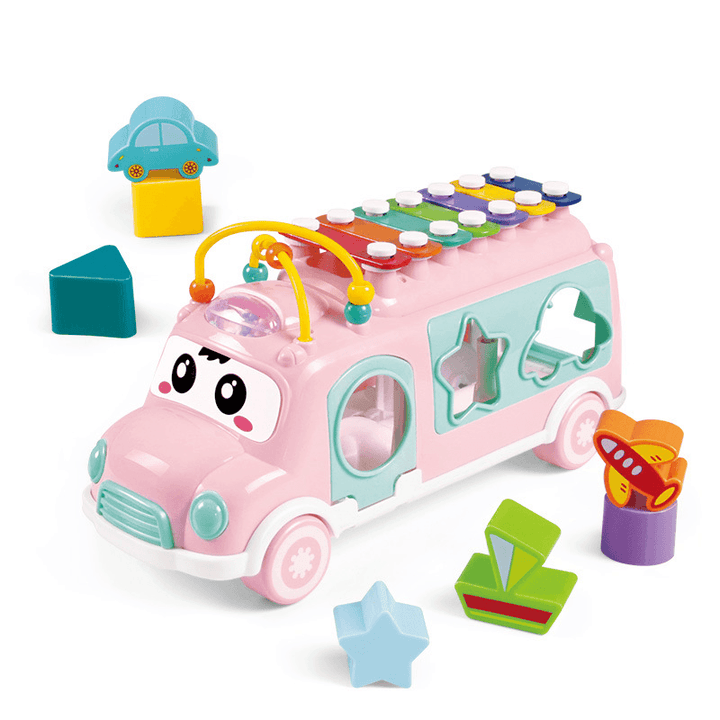 Children'S Toy Car Percussion Piano Bus Multi-Functional Building Blocks - MRSLM